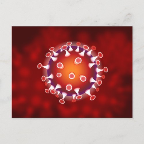 Red Corona Virus Covid Biology Postcard