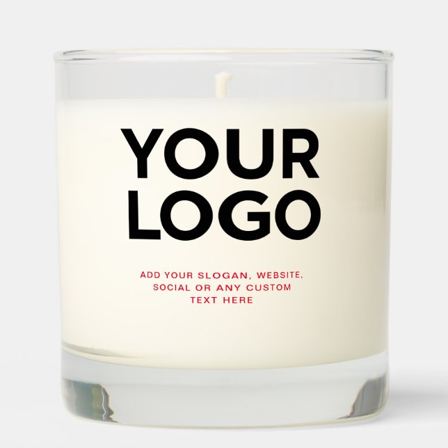 Red Corporate Business Logo Text Simple Scented Candle (Front)