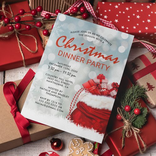 Red Corporate Christmas Holiday Dinner Party Invitation