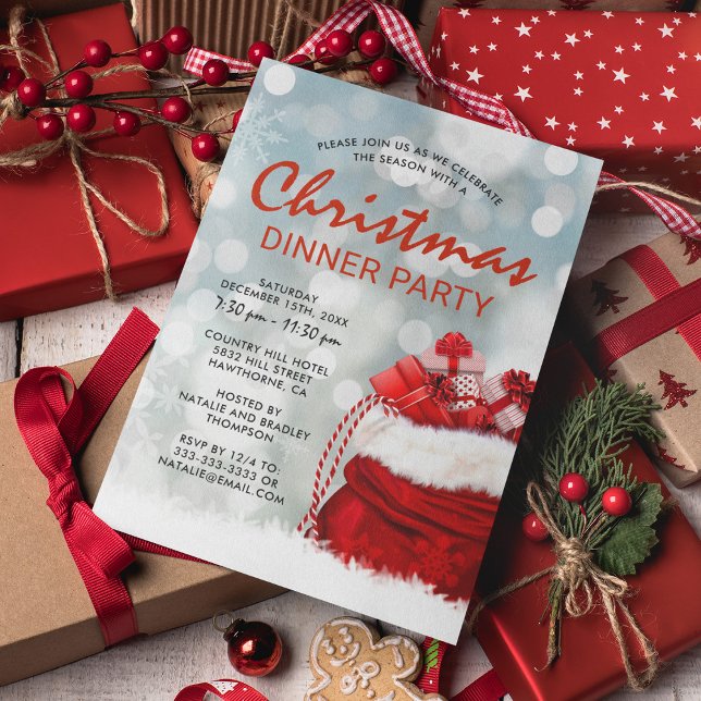 Red Corporate Christmas Holiday Dinner Party Invitation (Creator Uploaded)