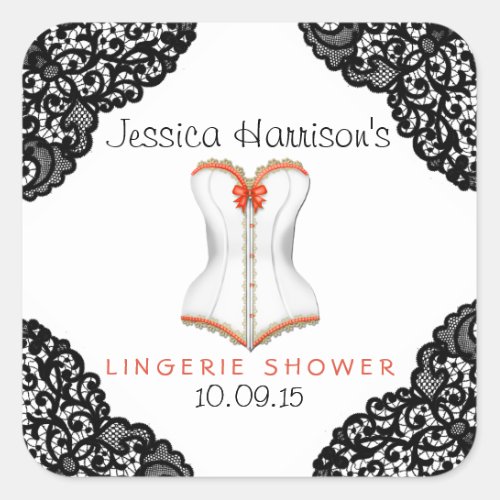 Red Corset  Black Lace Lingerie Shower Stickers