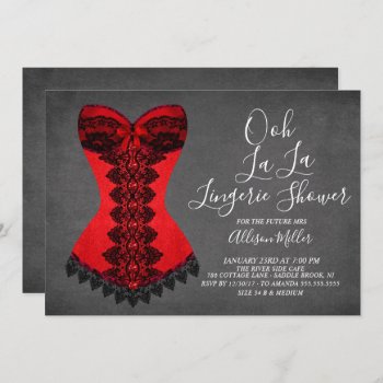 Red Corset Lingerie Bridal Shower Invitation by invitationstop at Zazzle