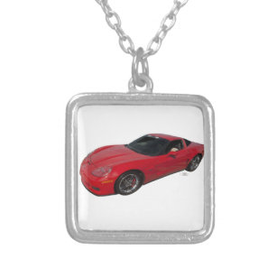 Red Corvette Silver Plated Necklace