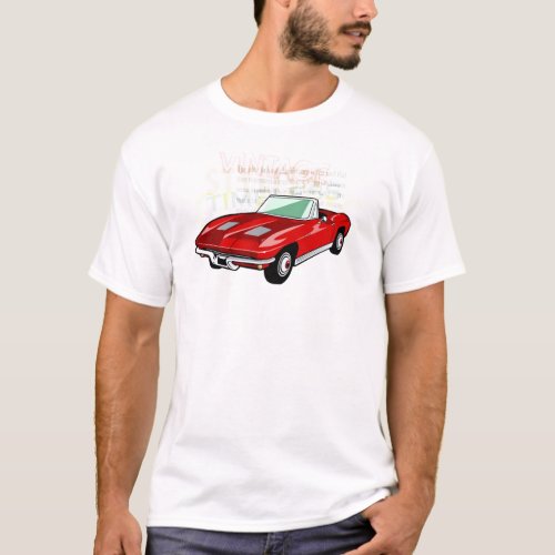 Red Corvette Stingray or Sting Ray sports car T_Shirt
