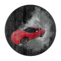 Red Corvette with Grey smoke removable background