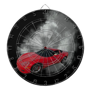 Red Corvette with Grey smoke removable background Dart Board