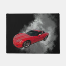 Red Corvette with Grey smoke removable background