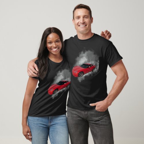Red Corvette with Grey smoke removable background T_Shirt