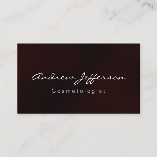 Red Cosmetologist Script Calligraphy Business Card (Front)