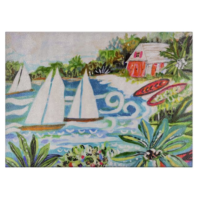 Red Cottage by the Bay II Cutting Board (Front)