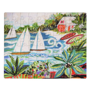 Red Cottage by the Bay II Jigsaw Puzzle