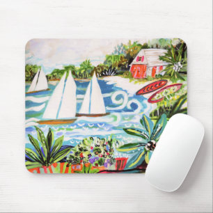 Red Cottage by the Bay II Mouse Pad