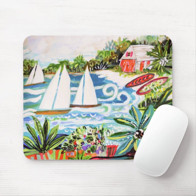 Red Cottage by the Bay II Mouse Pad (With Mouse)