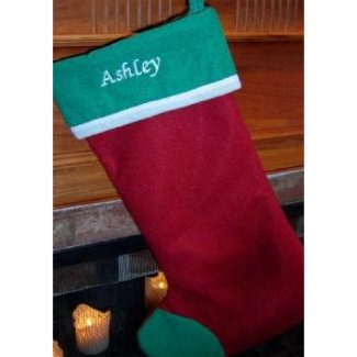 Red Cotton with Green Cuff Christmas Stocking