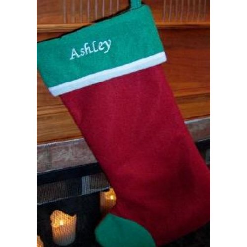 Red Cotton with Green Cuff Christmas Stocking