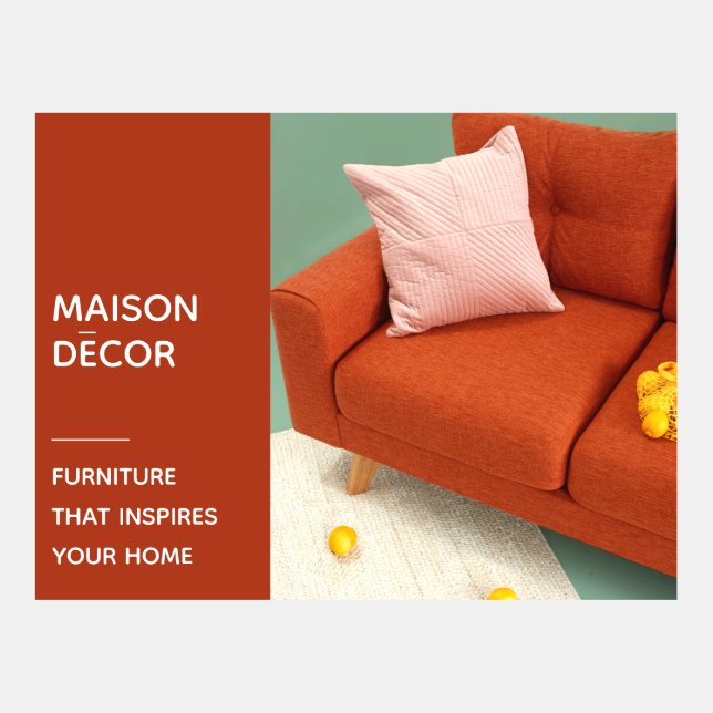 Red Couch With Pink Pillow Furniture Postcard Template (Front)