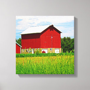 Red Country Barn and Pasture Canvas Print