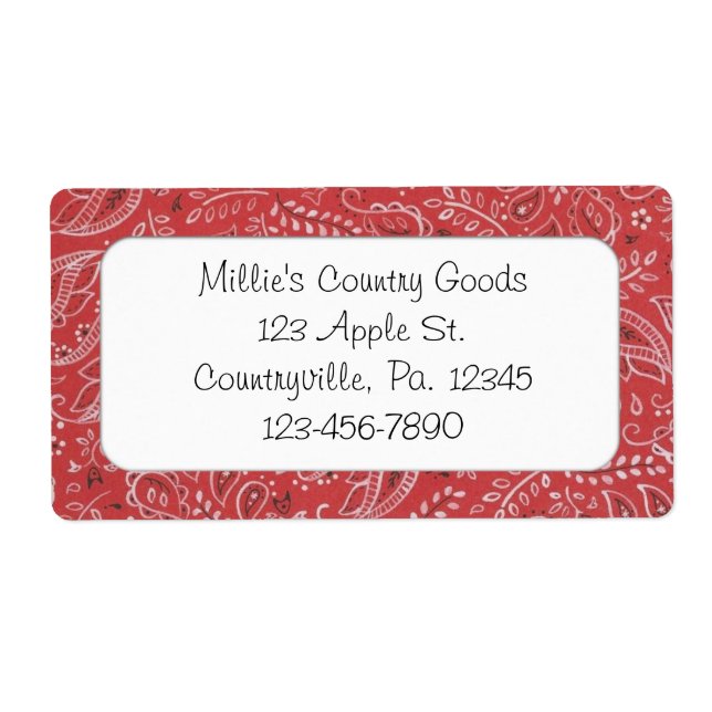 Red Country Business Label (Front)