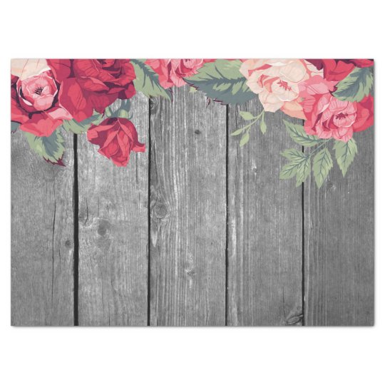 Download Red Country Floral Flower on Rustic Wood Tissue Paper ...