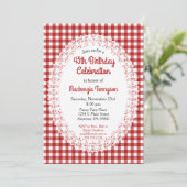 Red Country Gingham Birthday Party Invitation (Standing Front)