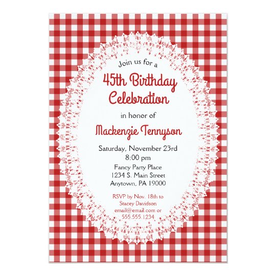 Red Gingham Invitation Template 5