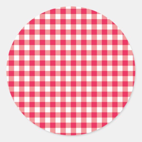 Red Country Gingham Check Pattern Classic Round Sticker