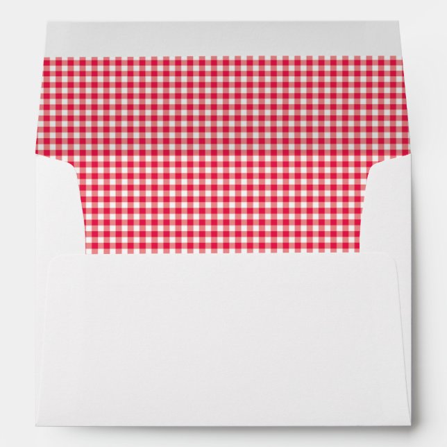 Red Country Gingham Check Pattern Envelope (Back (Bottom))