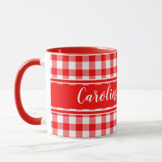 Red Country Gingham Decor Farmhouse Personalized Mug