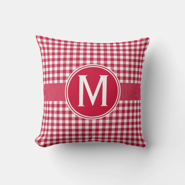 Red Country Gingham Tablecloth Pattern Throw Pillow (Front)