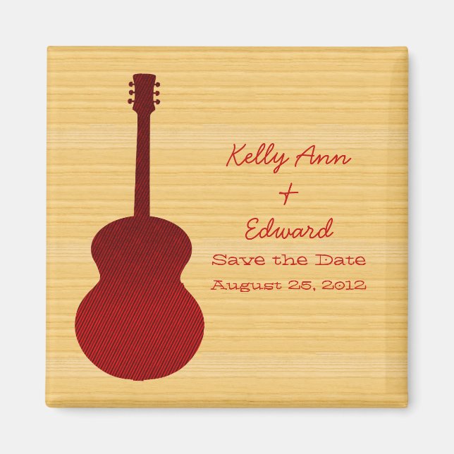 Red Country Guitar Save the Date Magnet (Front)