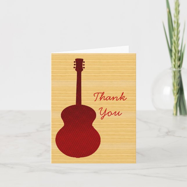 Red Country Guitar Thank You Card (Front)