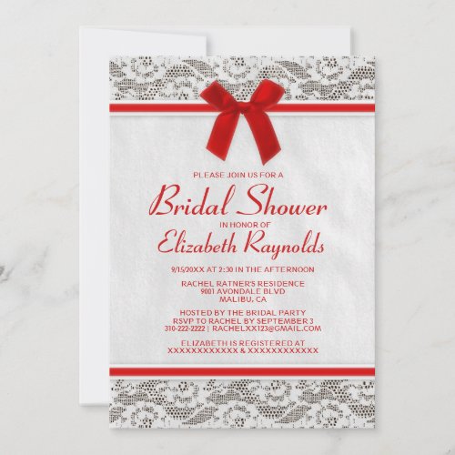 Red Country Lace Bridal Shower Invitations
