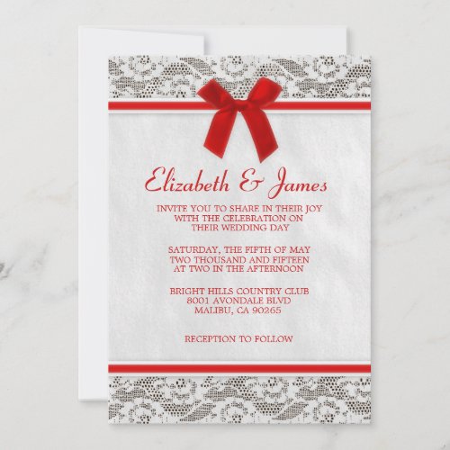 Red Country Lace Wedding Invitations