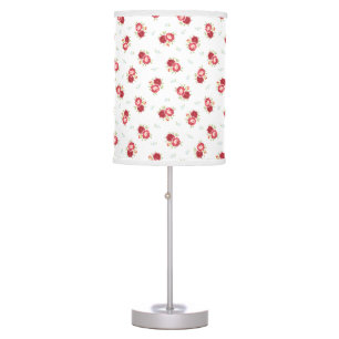 Red Country Roses Vintage Desk / Dresser Table Lamp