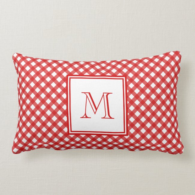 Red Country Style Gingham Pattern Monogram