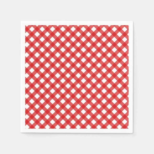 Red Country Style Gingham Pattern Napkins (Front)