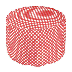Red Country Style Gingham Pattern Pouf