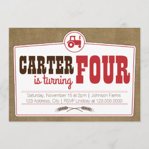 Red Country Tractor Invitation