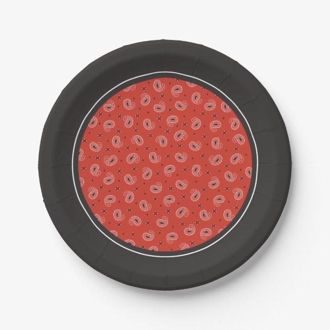 Red Country Western Birthday Party Paper Plates (Front)