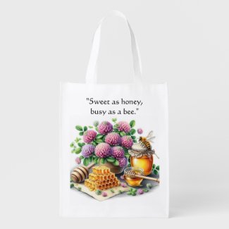 Red Cover Honey Sweet Bee Reusable Grocery Bag