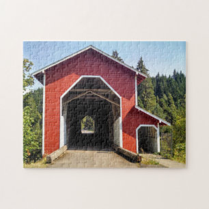 RED COVERED BRIDGE JIGSAW PUZZLE