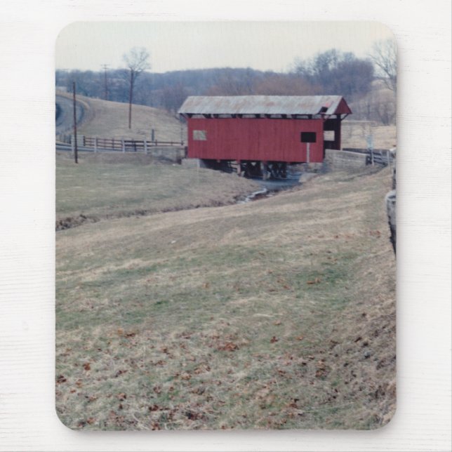 Red Covered Bridge Mouse Pad (Front)
