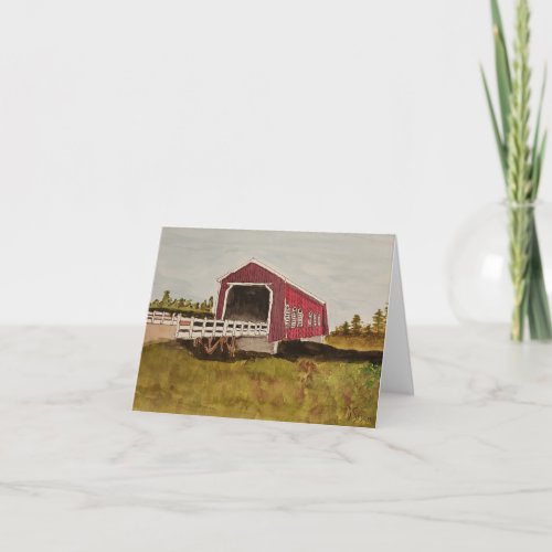 RED COVERED BRIDGE NOTE CARD
