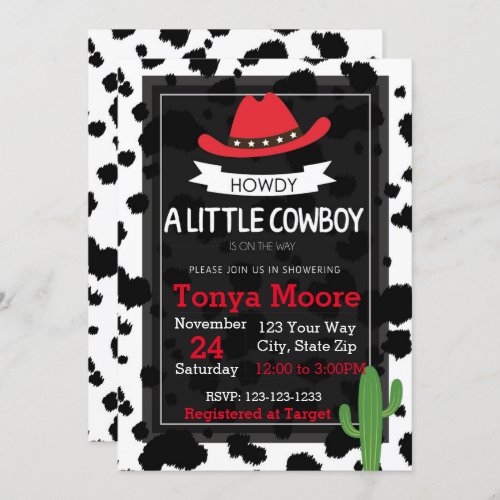 Red Cow Boy Baby Shower Invitation