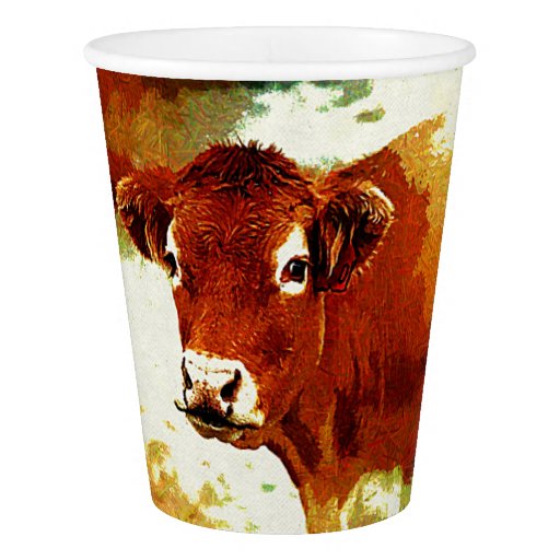 Red Cow Painting Paper Cup | Zazzle