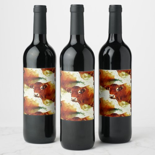 Red Cow Painting Wine Label
