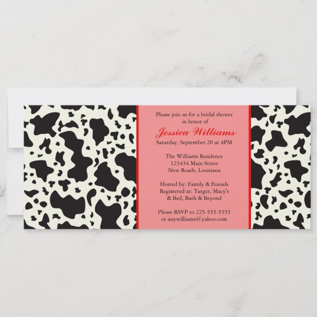 Red Cow Print Bridal Shower Invitation (Front)