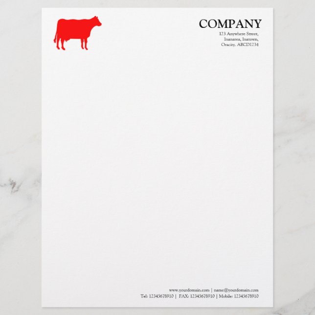Red Cow - White Letterhead (Front)