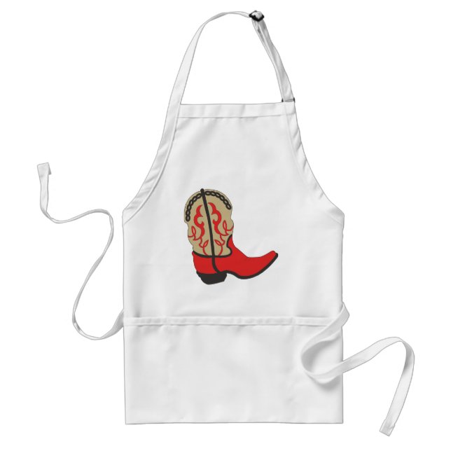 Red Cowboy Boot Adult Apron (Front)
