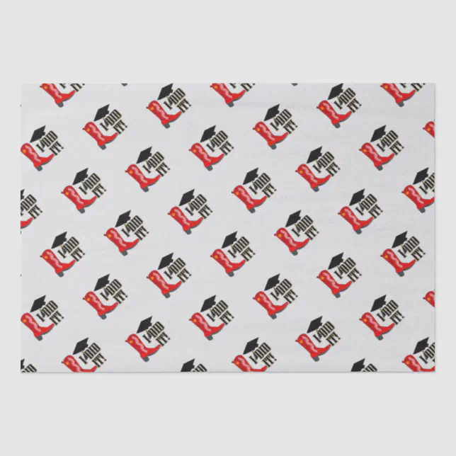 Red Cowboy Boot Grad Cap and Diploma Graduation Tissue Paper | Zazzle